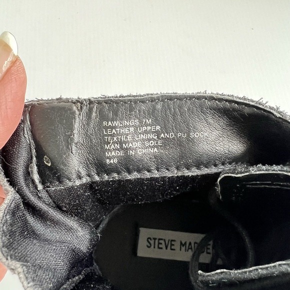 Steve Madden Rawlings Size 7 Black Leather Suede Booties Ankle Boots - Picture 9 of 12